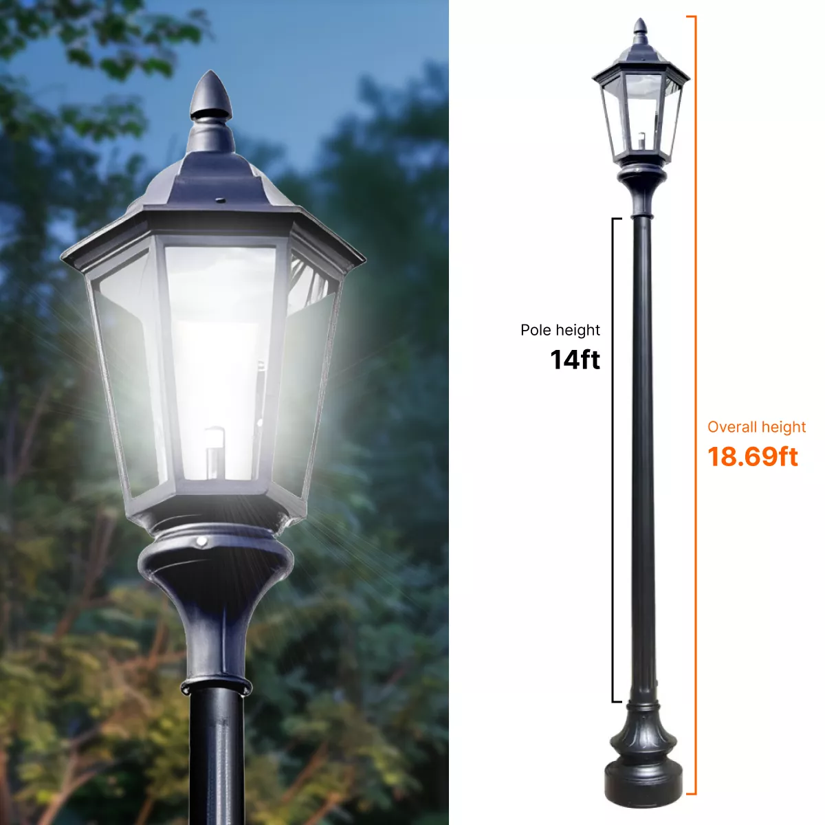 Vintage Municipal Quality LED Street Light Fixture, 14ft Pole, and Pedestal Combo