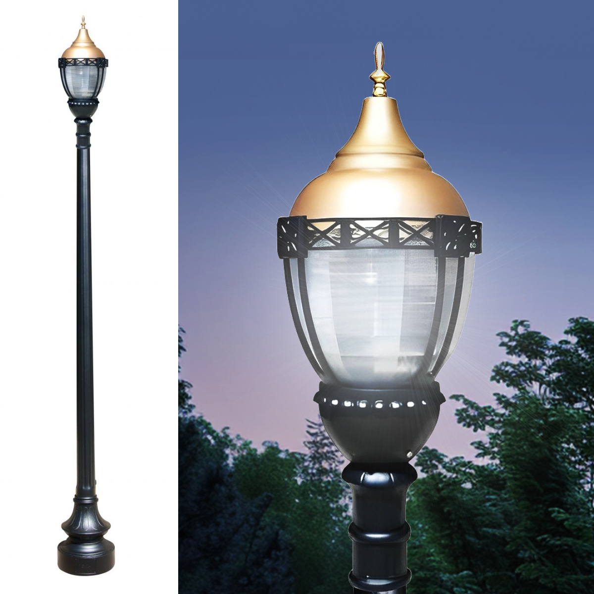 Premier Municipal Quality Street Light Package with Gold Globe - LED