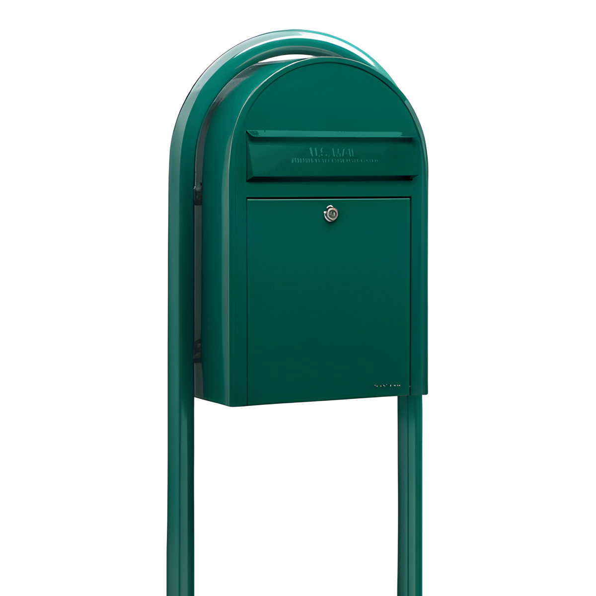 Bobi Classic Front Access Green Mailbox and Round Green Post Combo