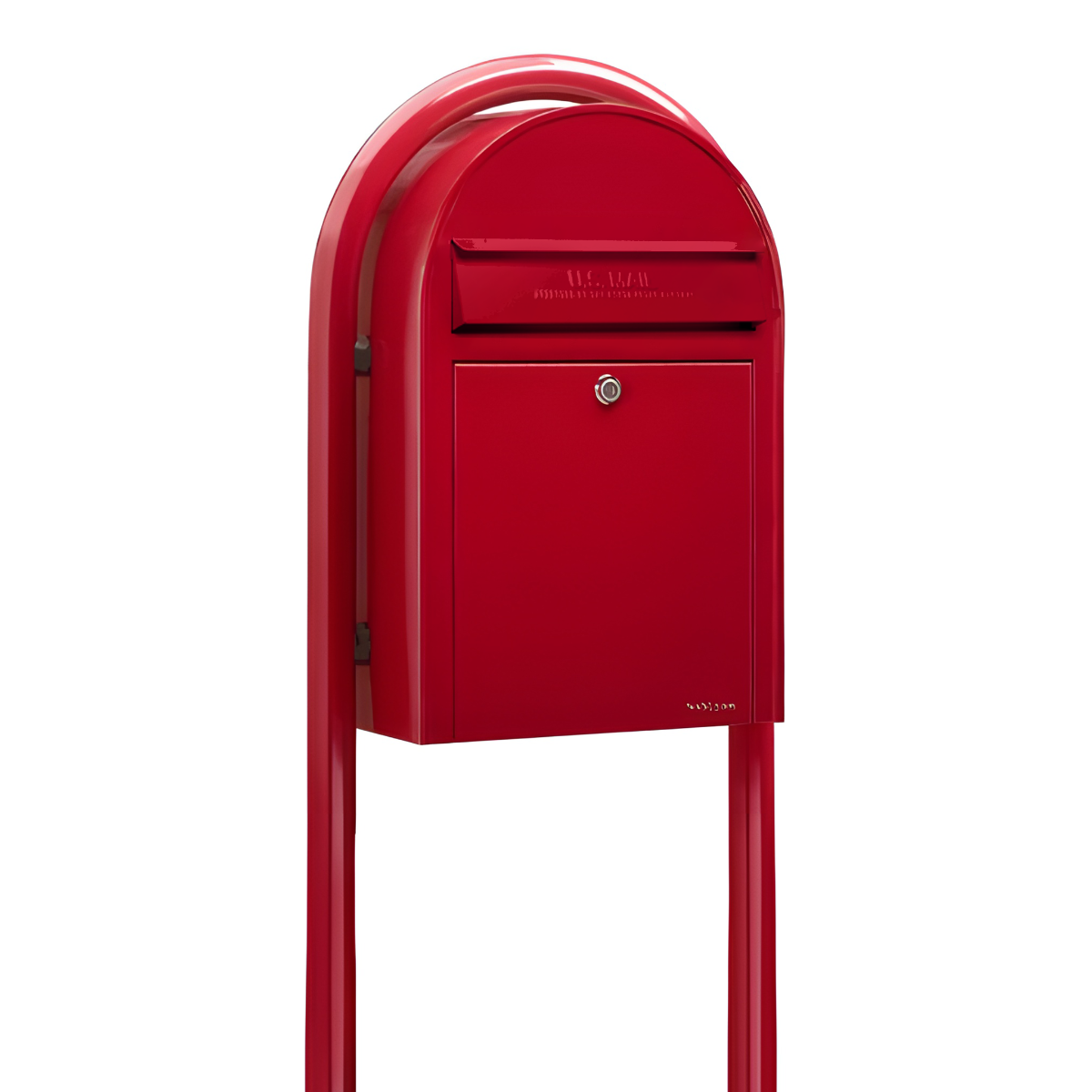 Bobi Classic Front Access Red Mailbox and Round Red Post Combo