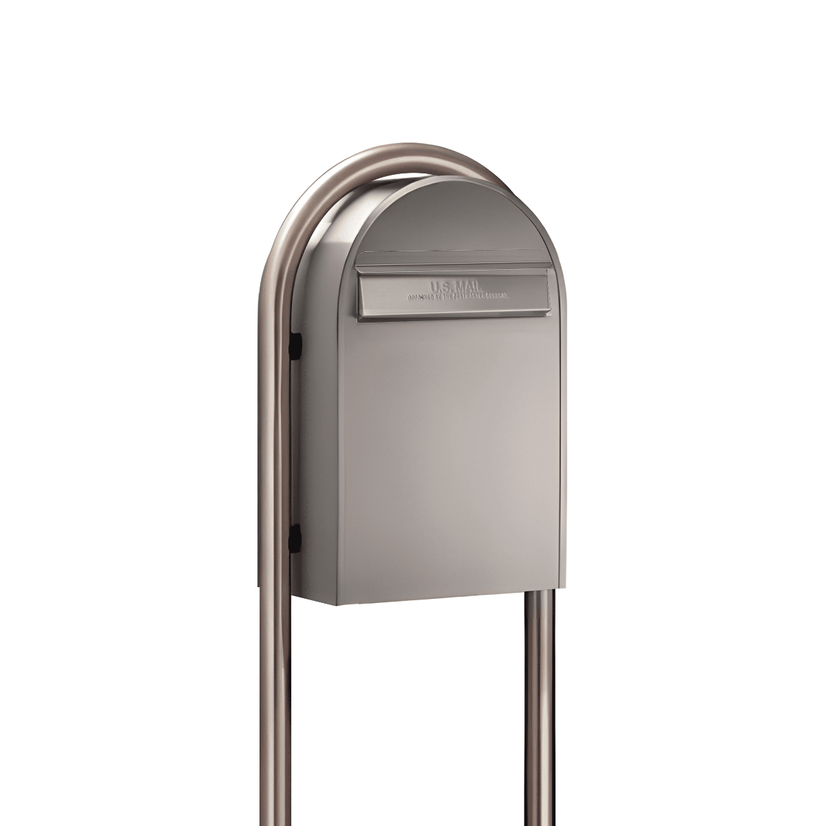 USPS Approved Bobi Classic B Rear Access Modern Locking Stainless Steel Mailbox and Round Zinc Post Combo